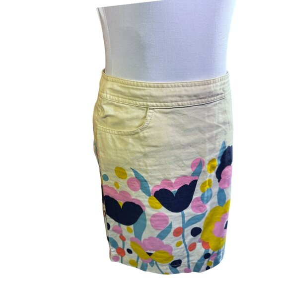 Retro Boden Floral Cotton Skirt With Side Zipper & Pockets Size US 4 - Picture 6 of 8